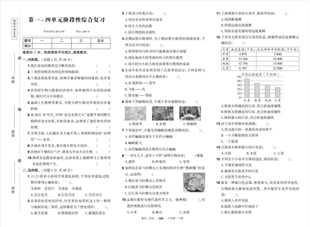 小学科学3-6年级下册《期末试卷》电子稿获取-第2张图片-四季读书网
