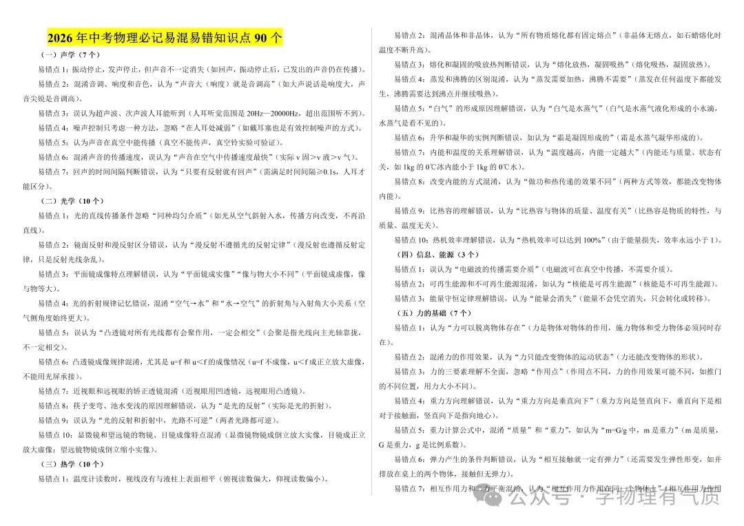 【中考物理】2026 中考物理冲刺指南:易错点・AI 答疑・考前叮嘱-第1张图片-四季读书网 【中考物理】2026 中考物理冲刺指南:易错点・AI 答疑・考前叮嘱-第1张图片-四季读书网