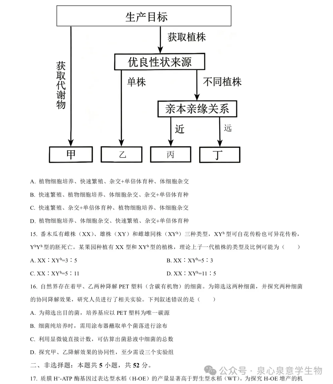 2026高考生物学真题(河南卷)-第5张图片-四季读书网