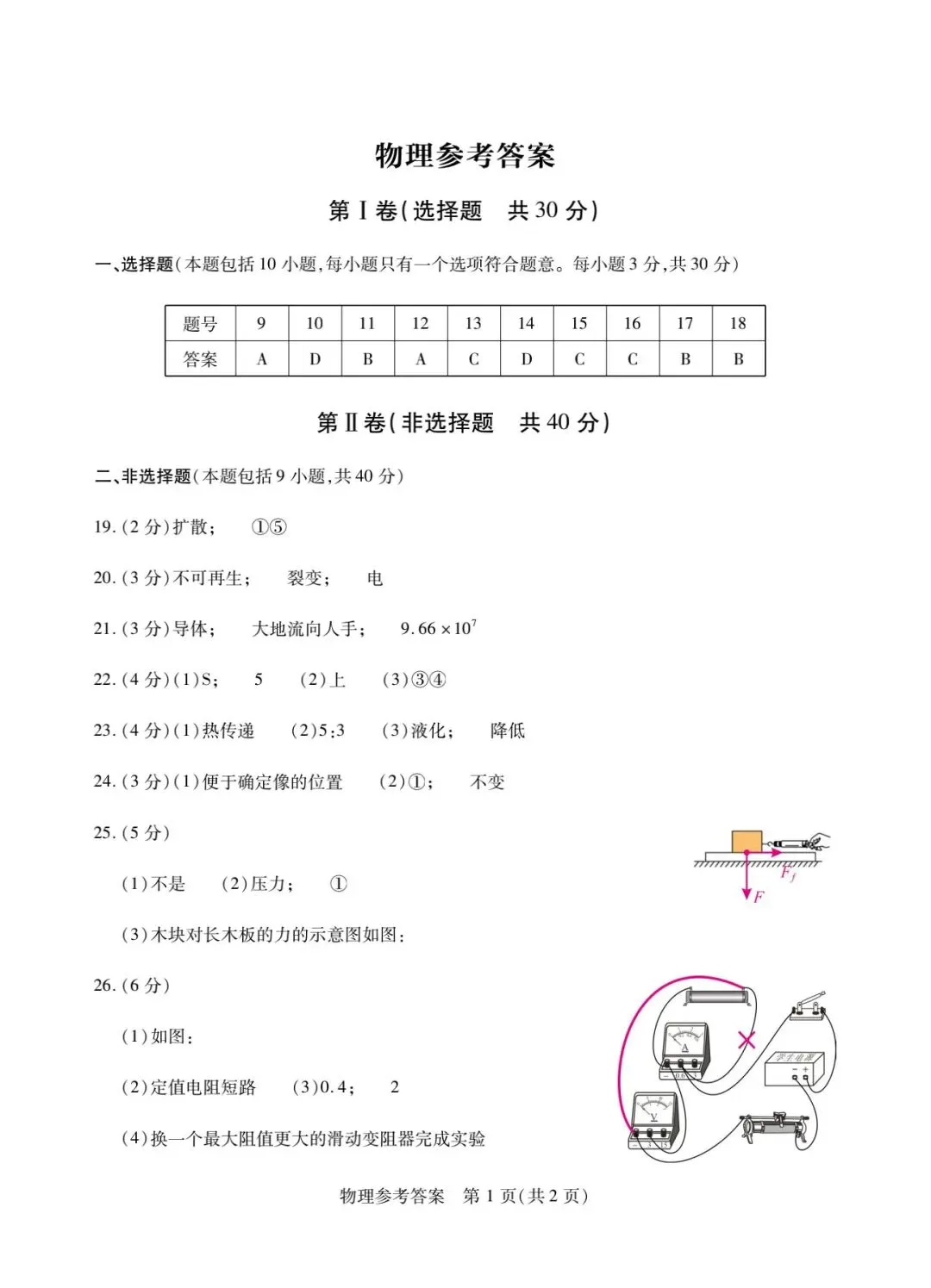 2026武汉市江汉区九年级中考理化模拟试卷二及答案-第13张图片-四季读书网