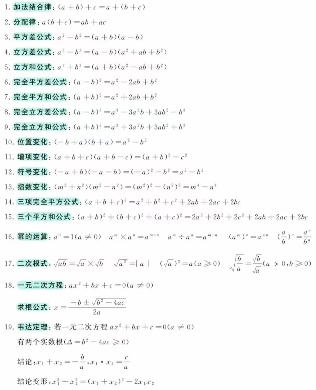 中考数学必背全套公式!打印吃透,选择填空少丢分-第2张图片-四季读书网 中考数学必背全套公式!打印吃透,选择填空少丢分-第2张图片-四季读书网