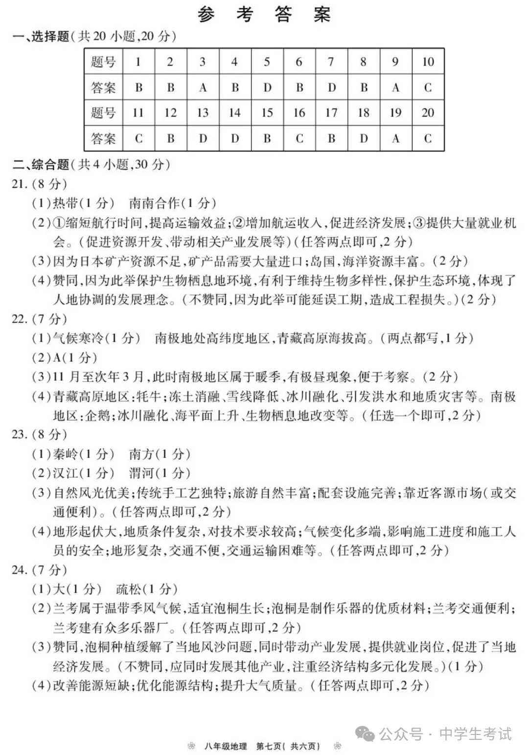 2026年鹤壁市八年级地理、生物会考试卷及答案-第9张图片-四季读书网
