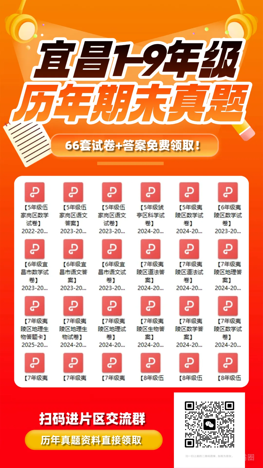 免费领!宜昌 2-8 年级下学期期末真题 100 + 套,附带完整答案-第17张图片-四季读书网