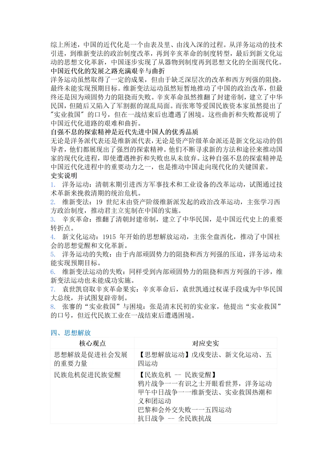 2026年中考:中国近代史论述题观点全覆盖整理版-第4张图片-四季读书网