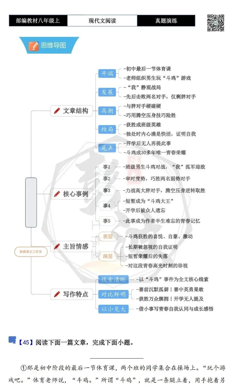 【现代文阅读-真题演练】八年级上-45-我做过一节课的英雄-思维导图+试题精析-第5张图片-四季读书网 【现代文阅读-真题演练】八年级上-45-我做过一节课的英雄-思维导图+试题精析-第5张图片-四季读书网
