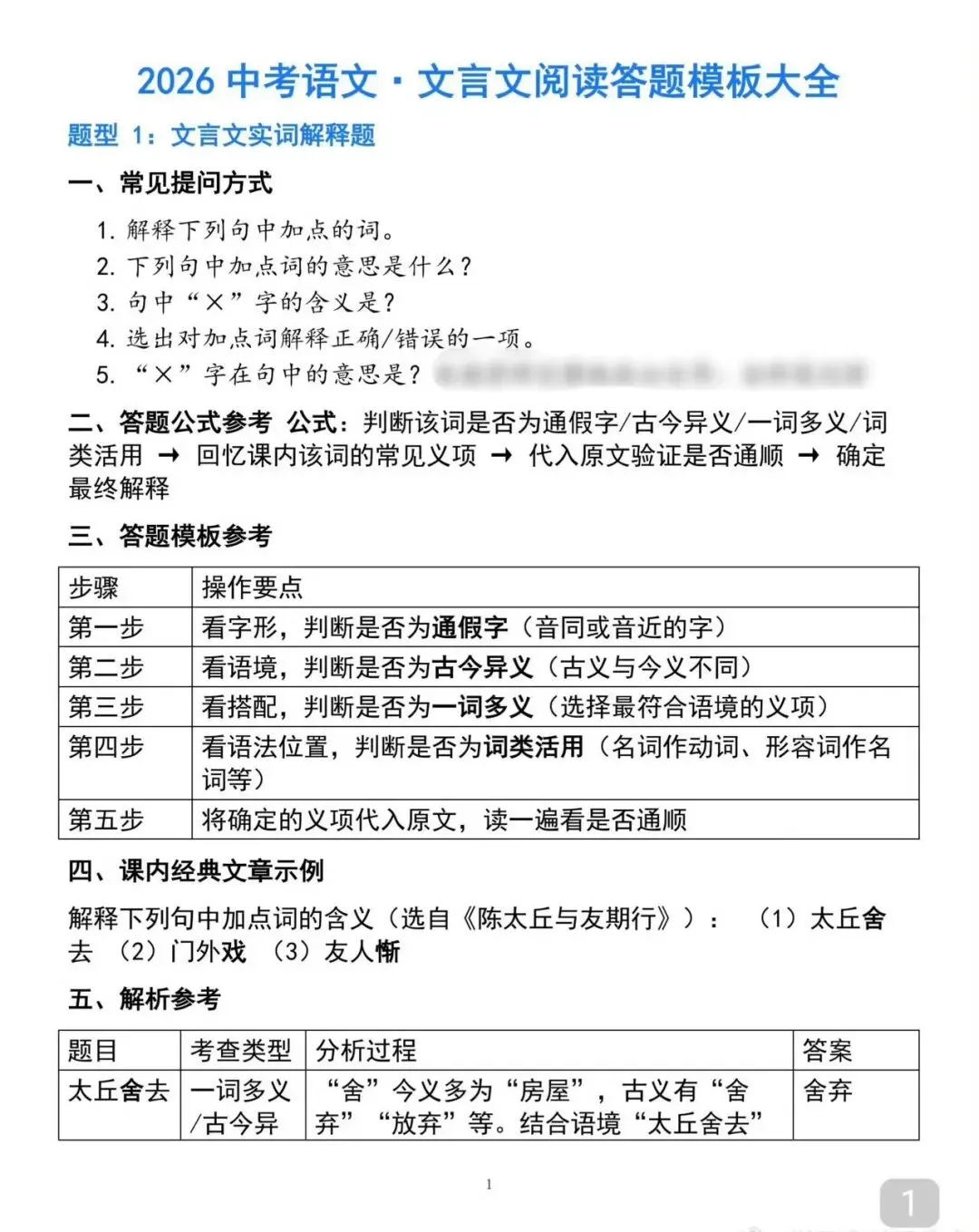 中考文言文阅读答题模板大全-第3张图片-四季读书网