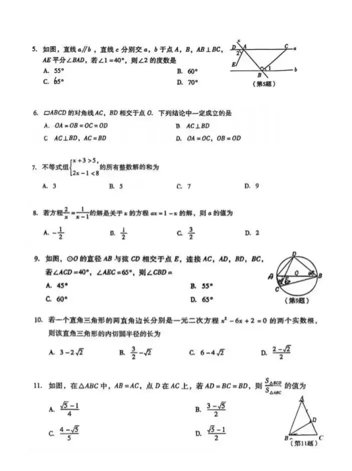 2026年四川泸州中考全科真题试卷+参考答案解析 | PDF下载版-第11张图片-四季读书网 2026年四川泸州中考全科真题试卷+参考答案解析 | PDF下载版-第11张图片-四季读书网