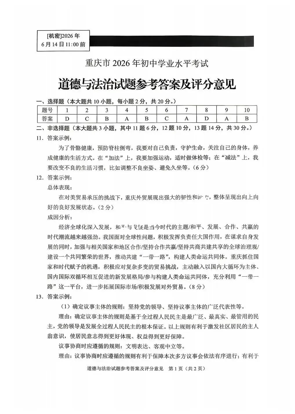 【中考真题】2026年重庆市中考道德与法治真题原卷(含答案及评分意见)-第8张图片-四季读书网 【中考真题】2026年重庆市中考道德与法治真题原卷(含答案及评分意见)-第8张图片-四季读书网