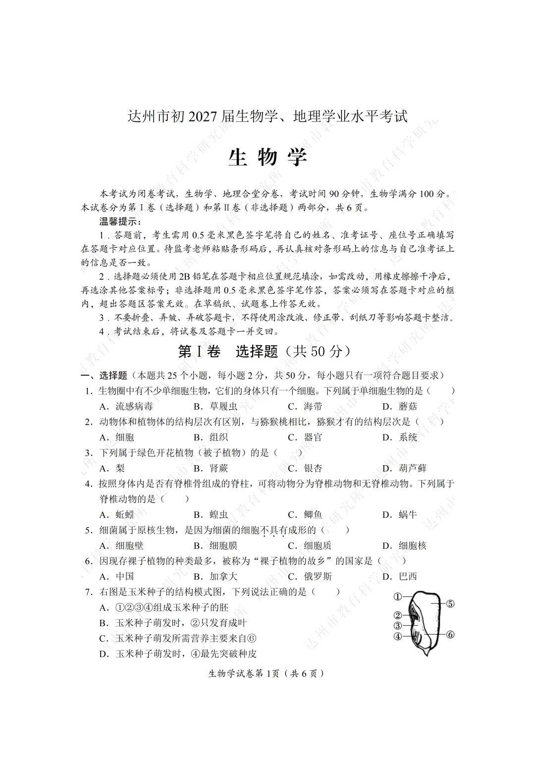 2026达州中考试卷,附参考答案-第61张图片-四季读书网