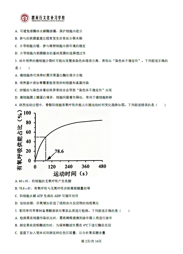 真题速递 | 2026高考生物学试题及答案-第4张图片-四季读书网