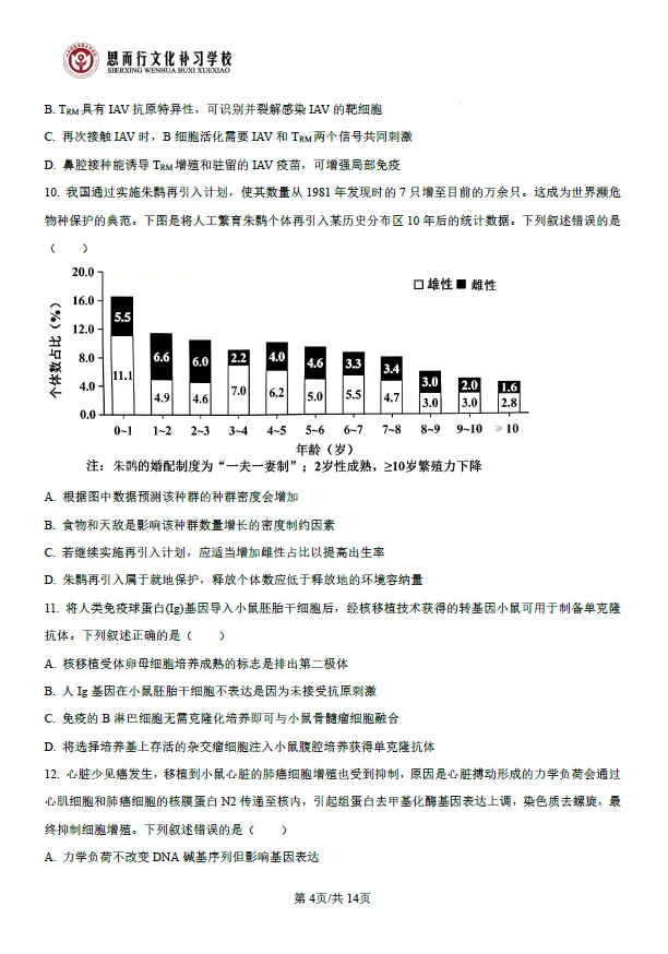 真题速递 | 2026高考生物学试题及答案-第6张图片-四季读书网
