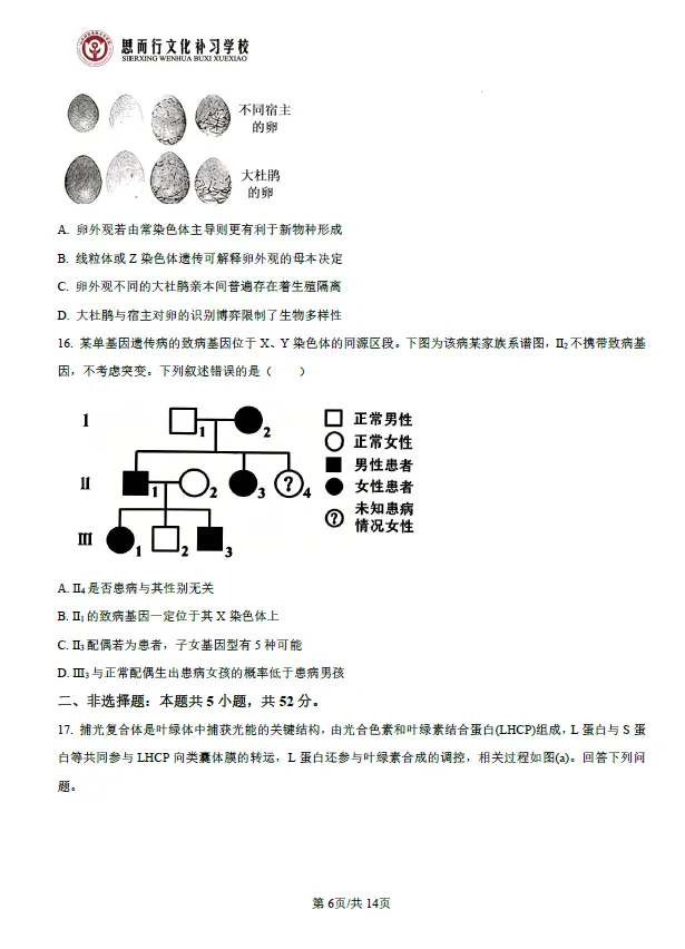 真题速递 | 2026高考生物学试题及答案-第8张图片-四季读书网