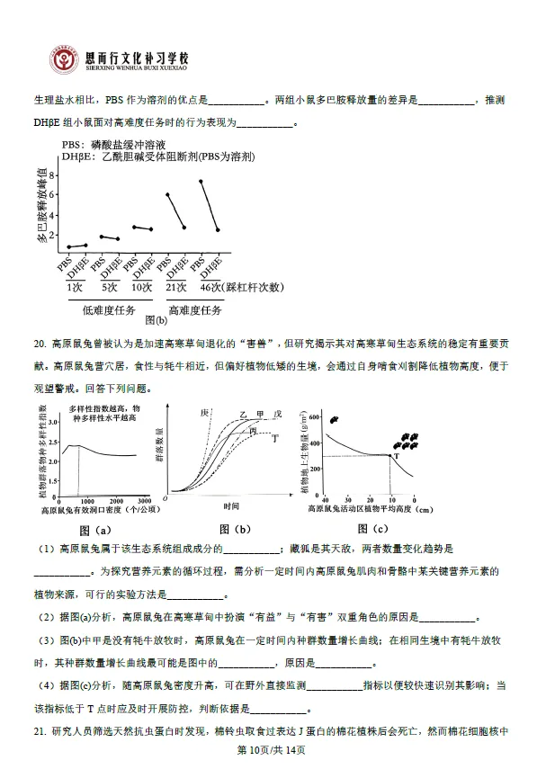 真题速递 | 2026高考生物学试题及答案-第12张图片-四季读书网