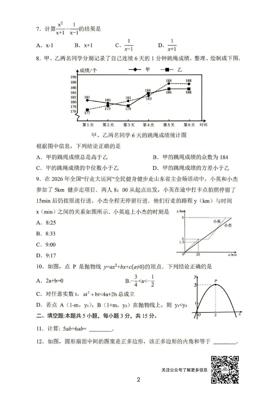 中考考生速看|2026山东统考中考数学真题试卷及答案完整版-第3张图片-四季读书网 中考考生速看|2026山东统考中考数学真题试卷及答案完整版-第3张图片-四季读书网