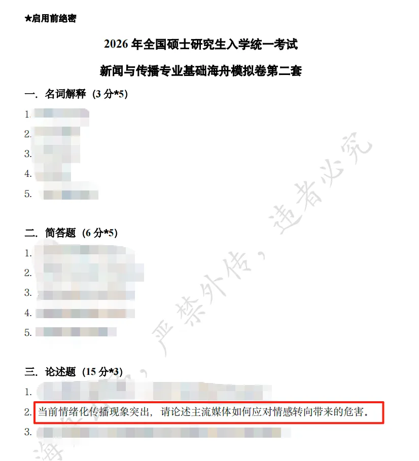 长安大学新传考研2026年真题解析 | 材料分析题分值下降,答案质量不能降!-第4张图片-四季读书网