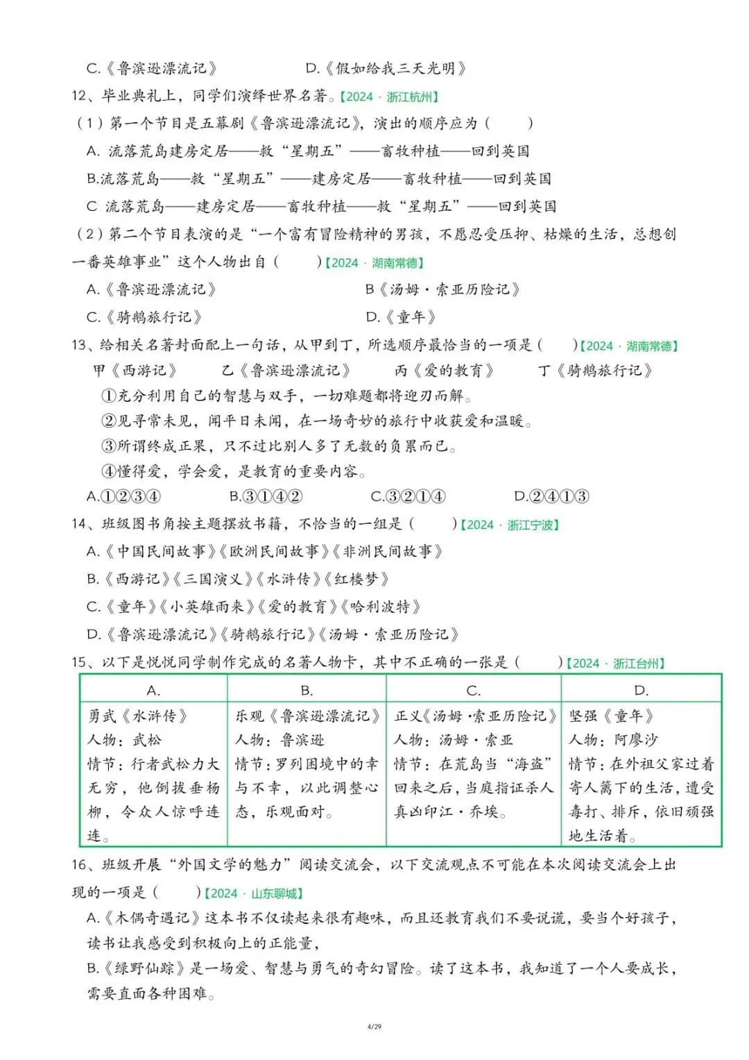 六年级下册语文期末真题专项-快乐读书吧(29页)-第7张图片-四季读书网 六年级下册语文期末真题专项-快乐读书吧(29页)-第7张图片-四季读书网