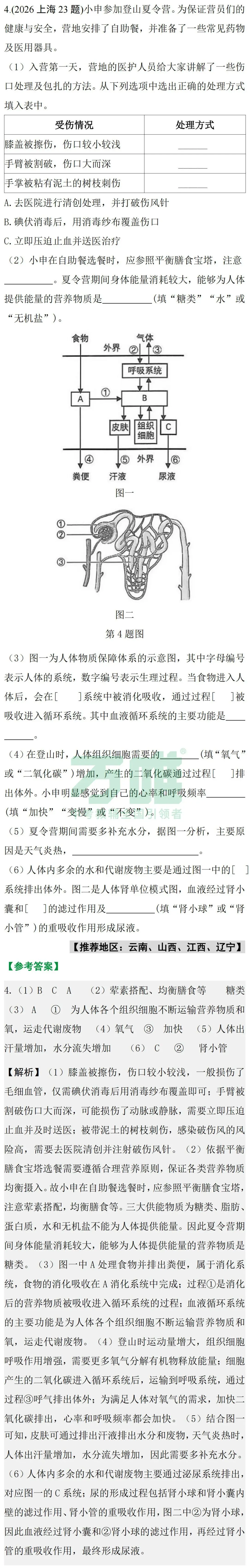 2026中考真题抢先练 · 生物【第一期】-第9张图片-四季读书网