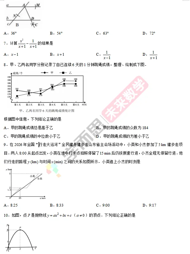 【中考真题】2026年山东中考统考数学试卷-第3张图片-四季读书网