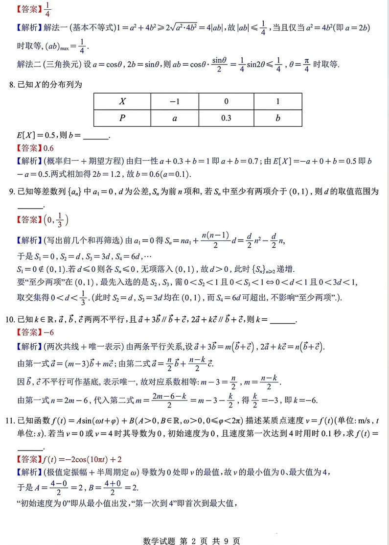 2026年高考上海卷数学高考真题-第2张图片-四季读书网