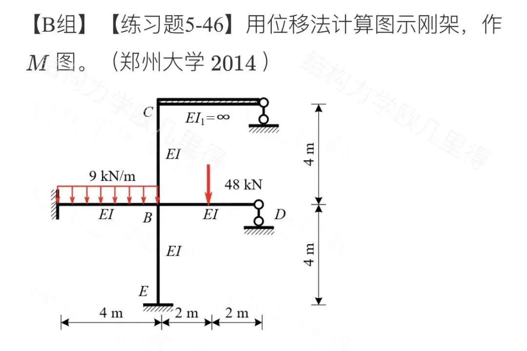 27考研结构力学每日一题(0616)| 位移法-郑州大学2014年真题-选自2027版《结构力学复习全书》-第2张图片-四季读书网 27考研结构力学每日一题(0616)| 位移法-郑州大学2014年真题-选自2027版《结构力学复习全书》-第2张图片-四季读书网