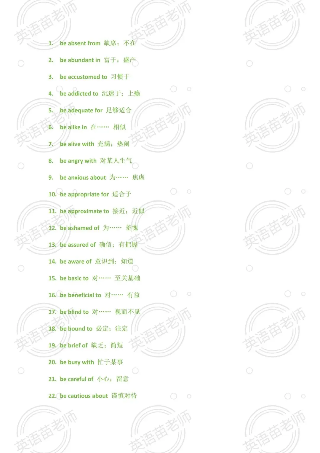 中考英语:完形+阅读适用高频短语 - be + 形容词 + 介词【提分必备】-第1张图片-四季读书网 中考英语:完形+阅读适用高频短语 - be + 形容词 + 介词【提分必备】-第1张图片-四季读书网