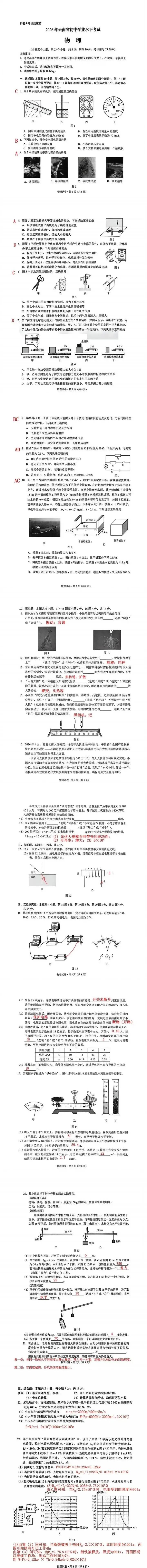2026年云南中考【语文+物理+化学】试卷及答案-第6张图片-四季读书网 2026年云南中考【语文+物理+化学】试卷及答案-第6张图片-四季读书网