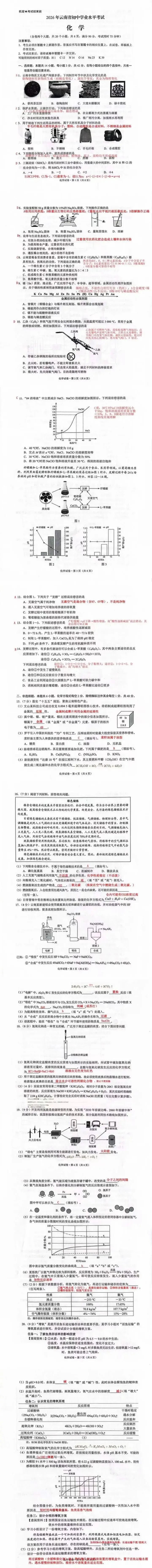 2026年云南中考【语文+物理+化学】试卷及答案-第8张图片-四季读书网 2026年云南中考【语文+物理+化学】试卷及答案-第8张图片-四季读书网