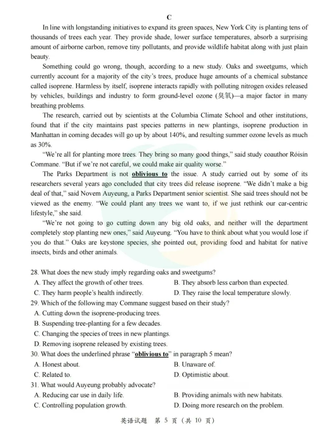 真题 | 2026高考英语【全国Ⅰ卷】真题+答案(可打印)-第6张图片-四季读书网 真题 | 2026高考英语【全国Ⅰ卷】真题+答案(可打印)-第6张图片-四季读书网