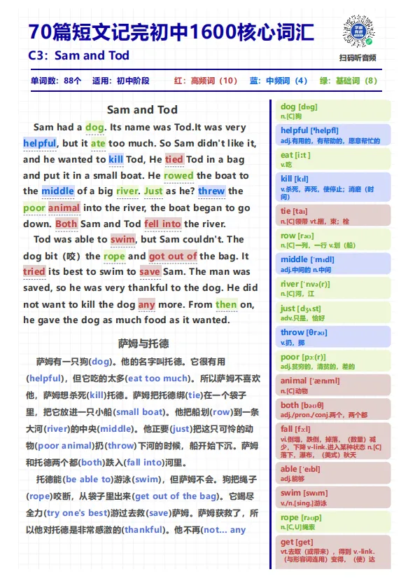 (中考英语)70篇短文记完初中1600英语词汇-第5张图片-四季读书网 (中考英语)70篇短文记完初中1600英语词汇-第5张图片-四季读书网