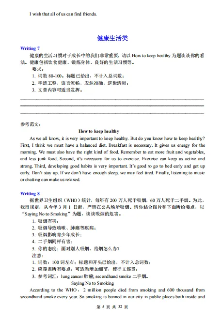 别再瞎背模板了!上海中考英语作文50篇真题汇编,打印给孩子考前突击(限时领)-第12张图片-四季读书网