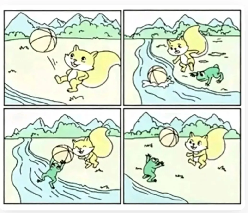 看图写话二下期末真题《热心的小青蛙》-第1张图片-四季读书网