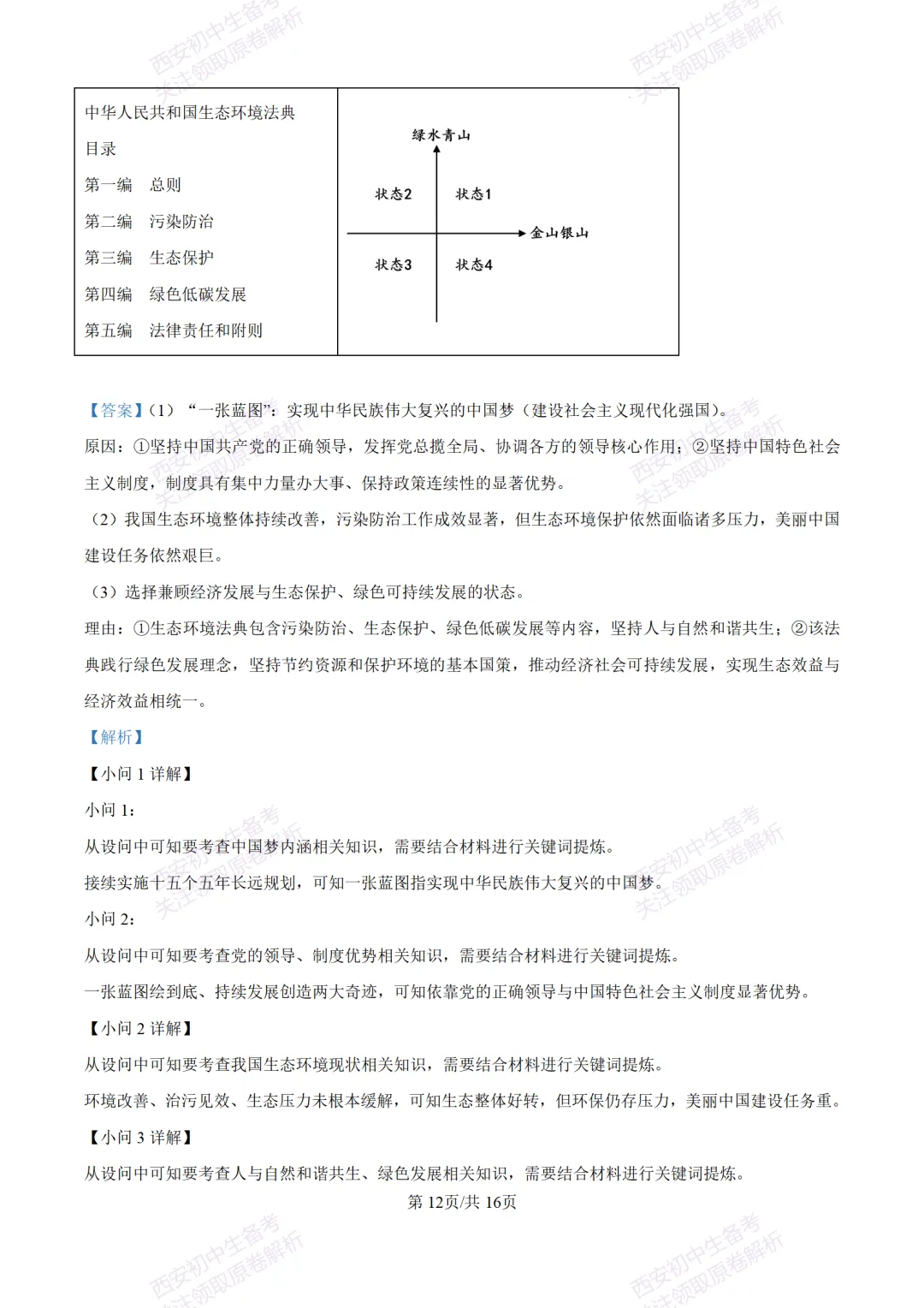 中考冲刺必刷!西安2026中考模拟:【铁一中学】九年级八模考试【道德与法治】含答案,免费下载-第27张图片-四季读书网