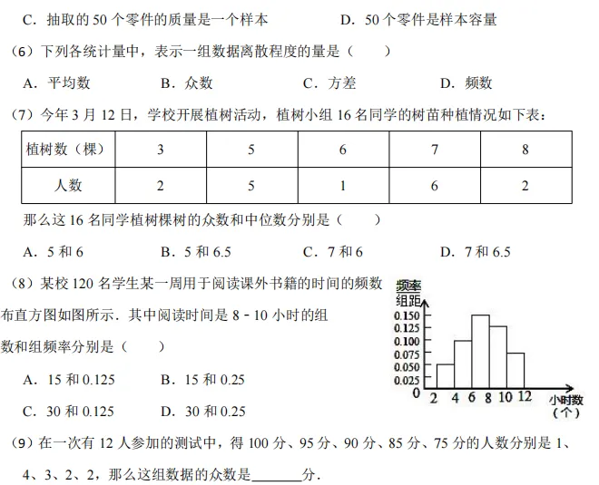 初三中考概念类自测卷-第6张图片-四季读书网