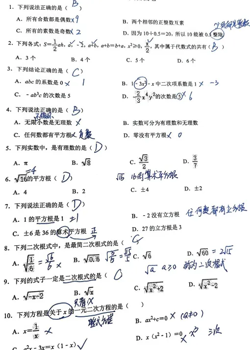 初三中考概念类自测卷-第10张图片-四季读书网