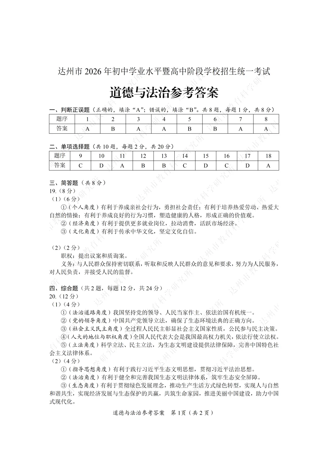 【中考真题】2026年达州中考各科试题及参考答案-第83张图片-四季读书网 【中考真题】2026年达州中考各科试题及参考答案-第83张图片-四季读书网