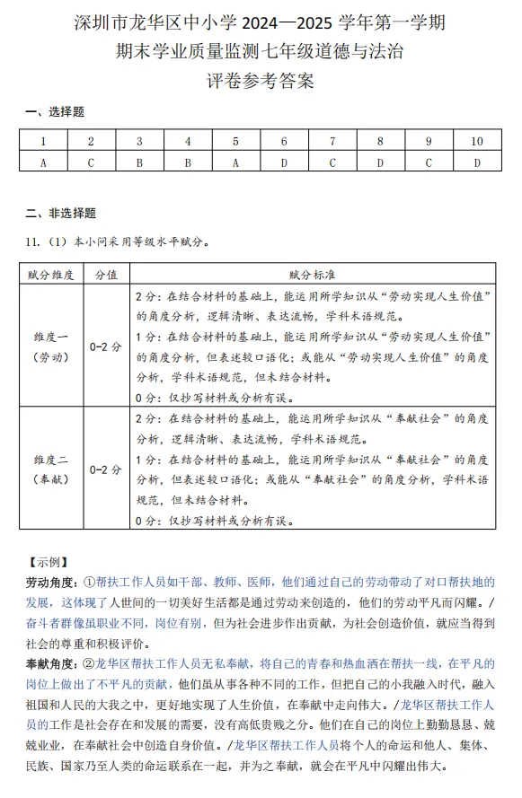 2026深圳七年级上学期期末全科真题试卷-第5张图片-四季读书网 2026深圳七年级上学期期末全科真题试卷-第5张图片-四季读书网