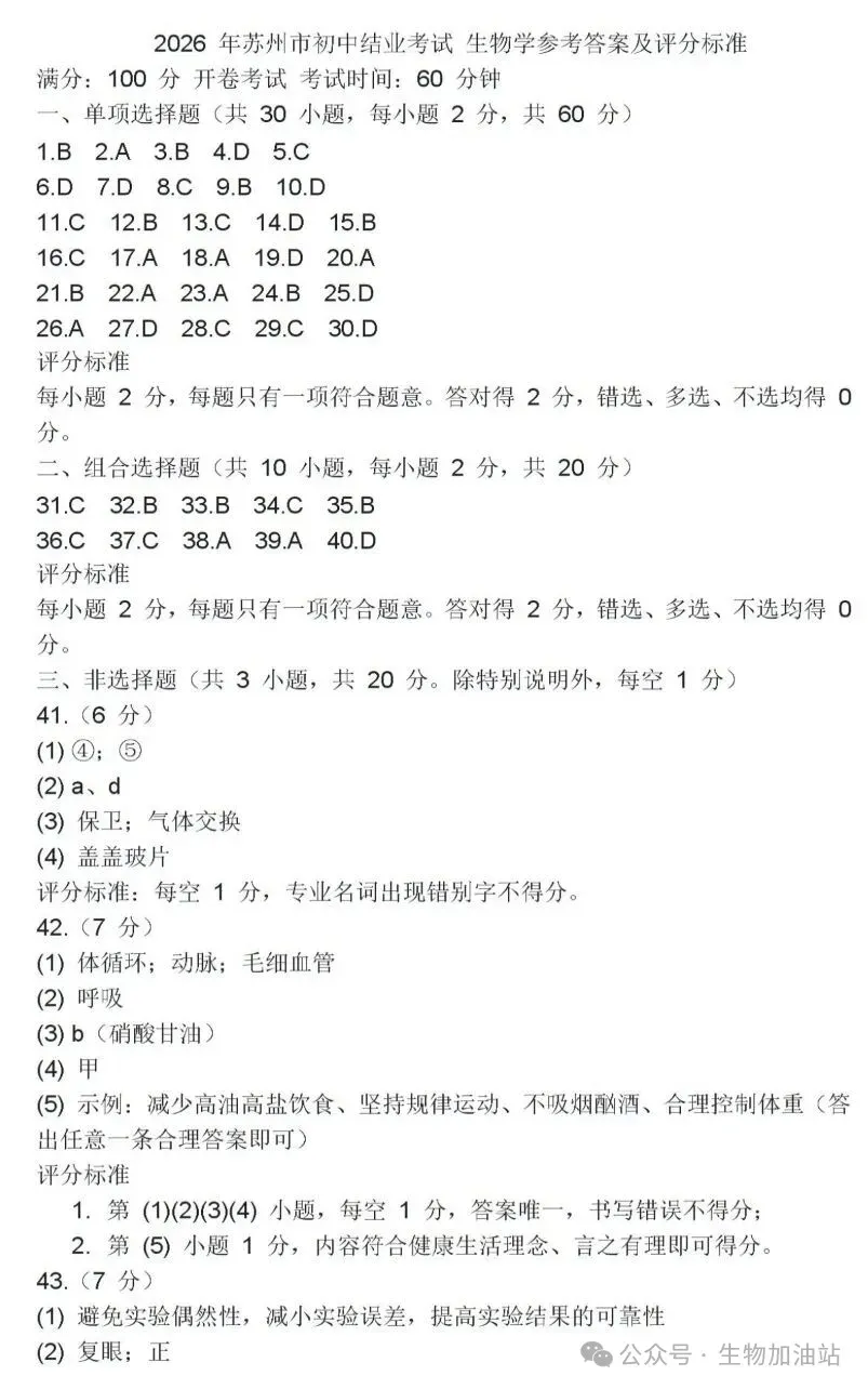2026年江苏省苏州市中考生物试卷+答案(2026.6)-第19张图片-四季读书网 2026年江苏省苏州市中考生物试卷+答案(2026.6)-第19张图片-四季读书网