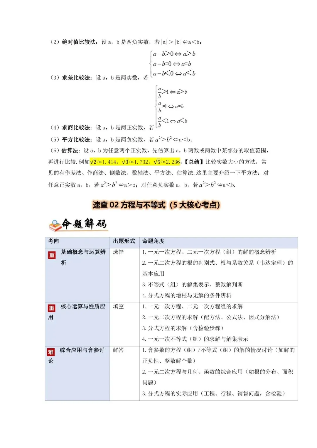 中考数学核心・高频点速查-第8张图片-四季读书网