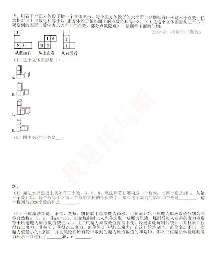 首发!第35届WMO复赛线上真题二四五年级-第20张图片-四季读书网