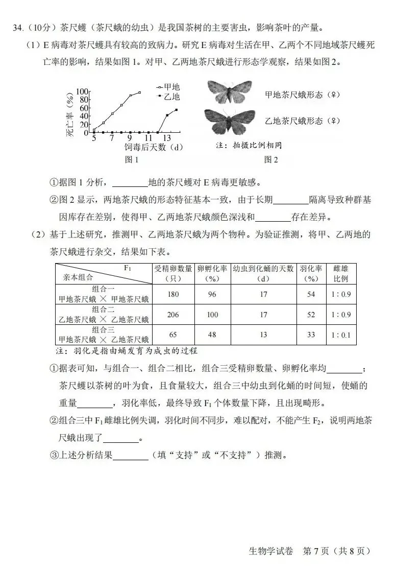 2026年北京市第一次合格考生物学真题与答案 ⊙-第9张图片-四季读书网