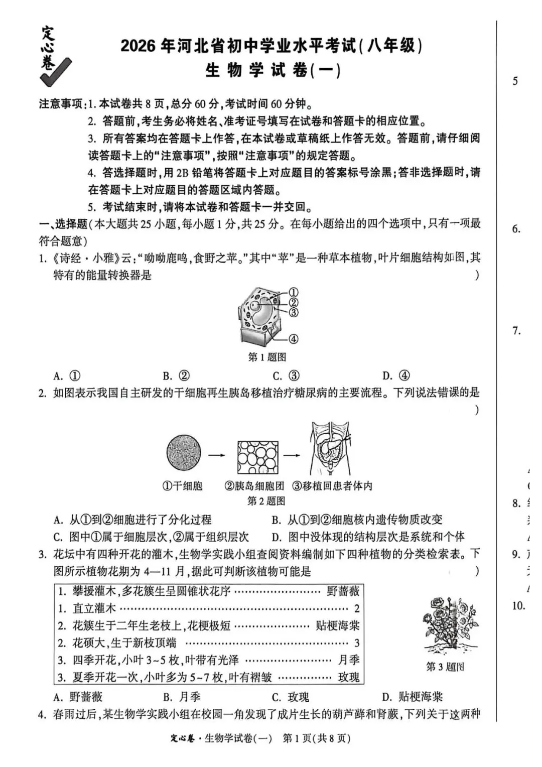 2026•河北生地定心卷-生物试卷-第11张图片-四季读书网 2026•河北生地定心卷-生物试卷-第11张图片-四季读书网