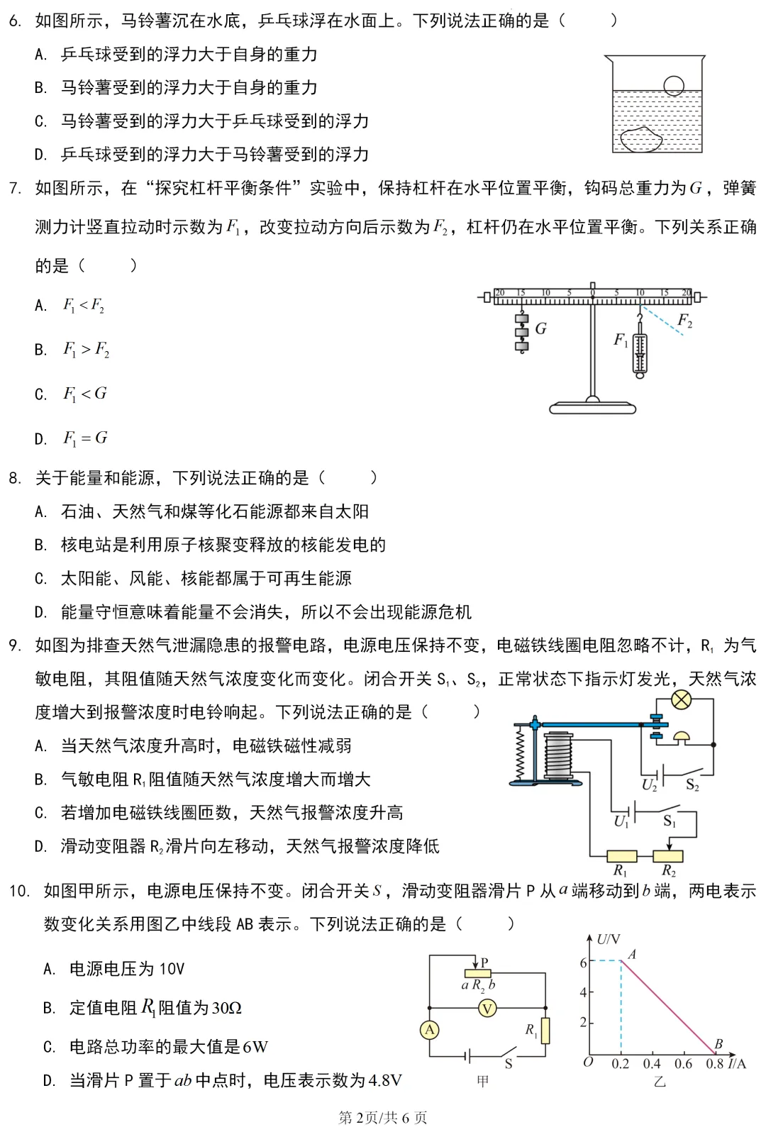 中考真题 | 江苏省连云港市2026年初中学业水平考试物理试题-第3张图片-四季读书网 中考真题 | 江苏省连云港市2026年初中学业水平考试物理试题-第3张图片-四季读书网