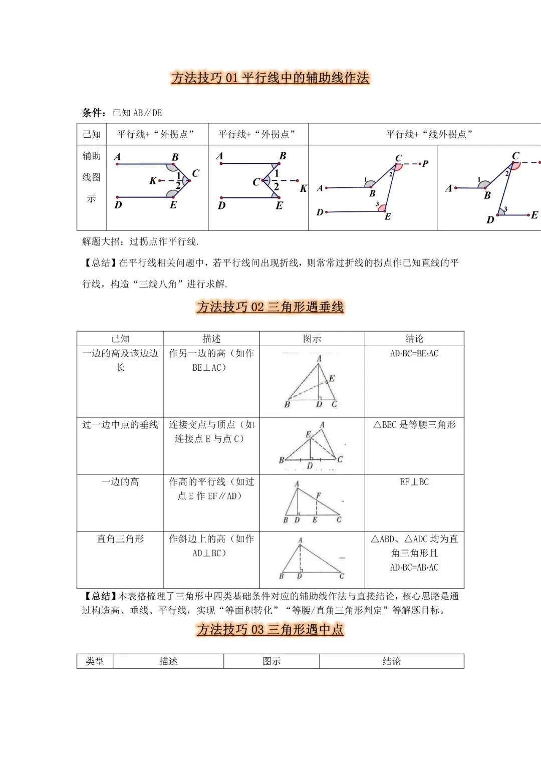 中考数学 方法技巧 辅助线作法-第2张图片-四季读书网