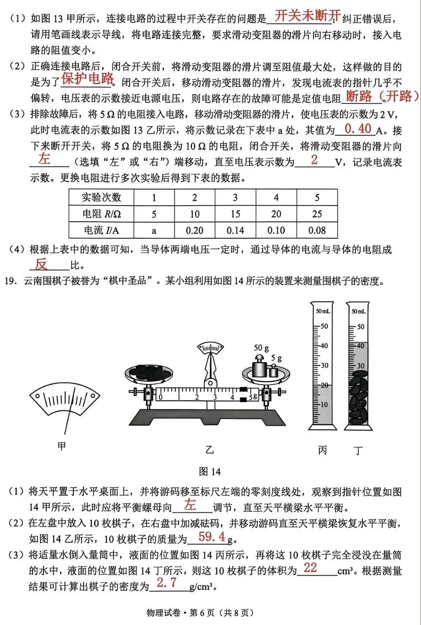 【学考真题】云南省2026年初中学业水平考试物理试题+答案-第8张图片-四季读书网