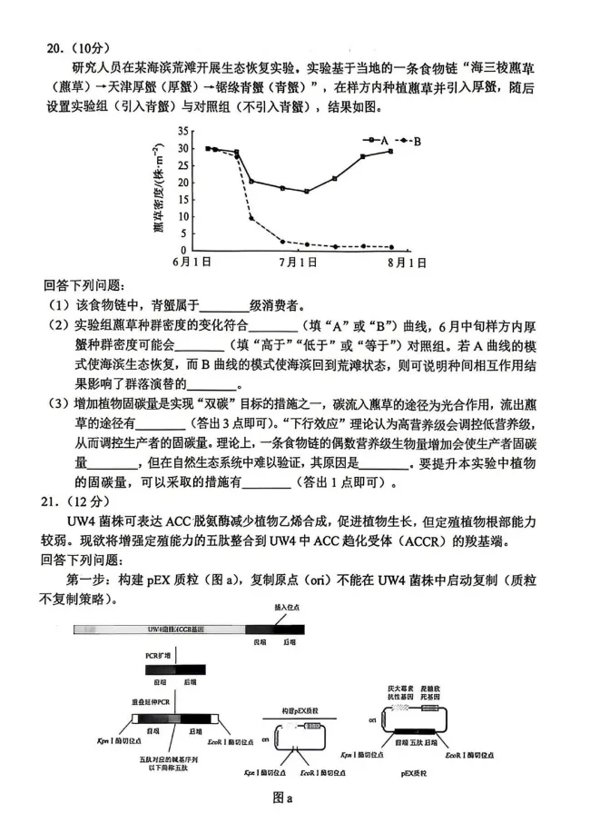 云南省2026年生物高考真题-第8张图片-四季读书网