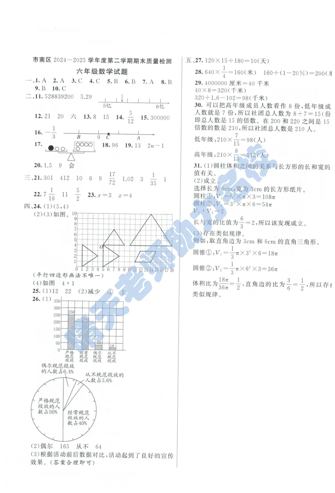 六下青岛市南小升初2025真题(高清有答案)-第5张图片-四季读书网