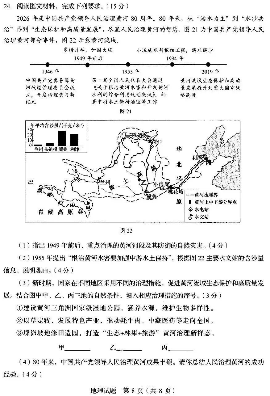 2026年山东省地理地理会考真题(附答案)-第8张图片-四季读书网