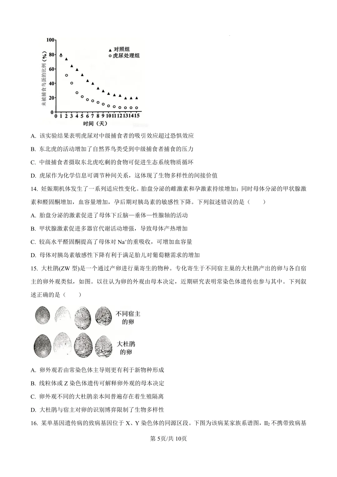 【高考真题】2026年山西高考真题-生物(陕晋青宁卷)-第6张图片-四季读书网 【高考真题】2026年山西高考真题-生物(陕晋青宁卷)-第6张图片-四季读书网