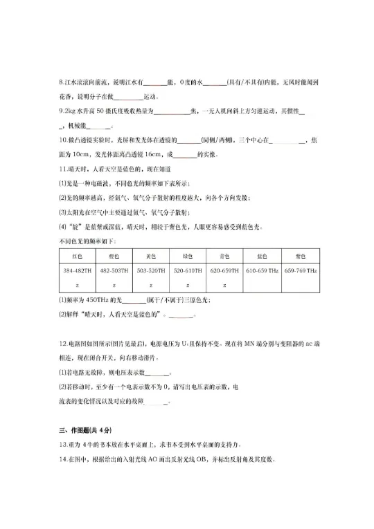 2018年-2025年上海中考物理真题+答案详解-第6张图片-四季读书网 2018年-2025年上海中考物理真题+答案详解-第6张图片-四季读书网