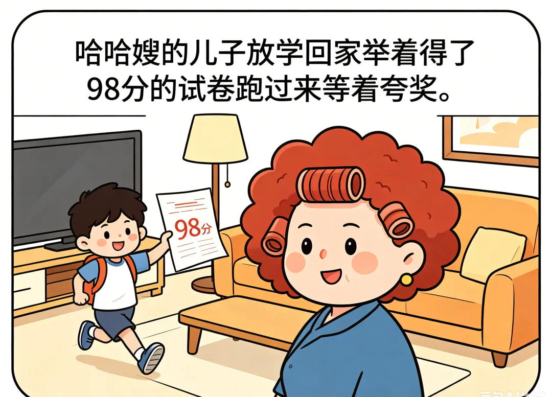 儿子放学回家举着试卷等着夸奖....-第1张图片-四季读书网